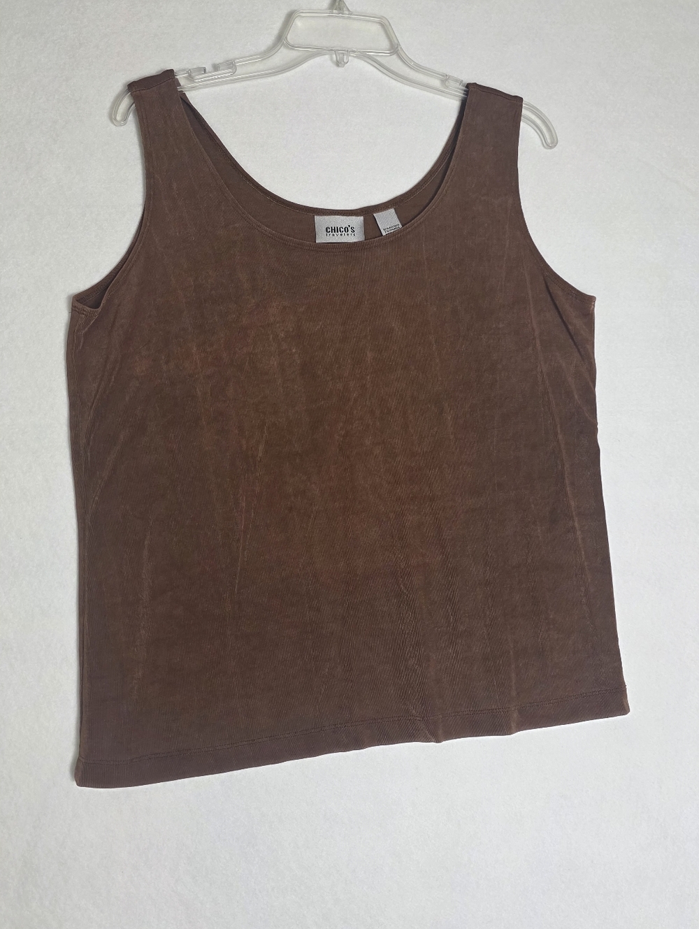 Chicos Travelers Sleeveless Tank Top Size 3 Brown Stretch